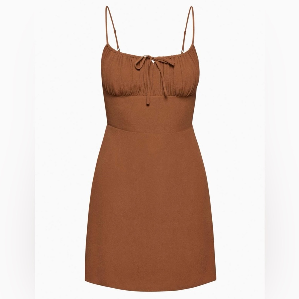 NWT Aritzia Sunday Best Delilah Mini Dress in Epicurean Brown Size M